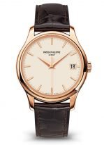 Мужские классические часы Patek Philippe Calatrava 5227R-001 в розовом золоте, кремовый циферблат, ремешок кроко.