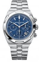 Мужские спортивные часы Vacheron Constantin Overseas 5500V_110A_B148 в стальном корпусе, хронограф с датой, синий циферблат, в наборе три ремешка (кожа кроко, каучук, стальной браслет)
