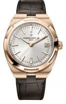 Мужские спортивные часы Vacheron Constantin Overseas 4500V_000R_B127 в розовом золоте, с датой, с серебристым циферблатом, в наборе два ремешка: кожа кроко и каучук.