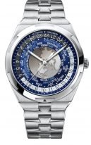 Мужские спортивные часы Vacheron Constantin Overseas 7700V_110A_B172 в стальном корпусе с функцией мирового времени, серебристо-голубой циферблат, стальной браслет.
