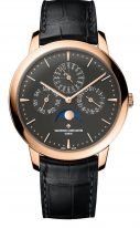 Мужские классические часы Vacheron Constantin Patrimony 43175_000R_B343 с вечным календарем и фазами Луны в розовом золоте, темный циферблат, кожа кроко.