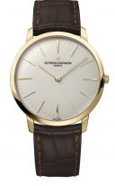 Мужские классические часы Vacheron Constantin Patrimony 81180_000J_9118 ультратонкие в желтом золоте, светлый циферблат, коричневая кожа кроко.