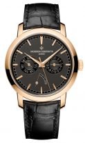 Мужские классические часы Vacheron Constantin Traditionnelle 85290_000R_B405 в розовом золоте с датой и днем недели, темный циферблат, черная кожа кроко.