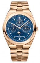 Мужские спортивные часы Vacheron Constantin Overseas 4300V_120R_B509 в розовом золоте с вечным календарем, синий циферблат, золотой браслет.
