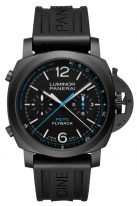 Мужские спортивные часы Panerai Luminor PAM00788 в керамическом корпусе с хронографом, черный циферблат с люминесцентными метками и стрелками, черный каучук.
